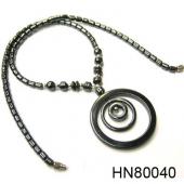 Hematite Circle Pendant Beads Stone Chain Choker Fashion Women Necklace